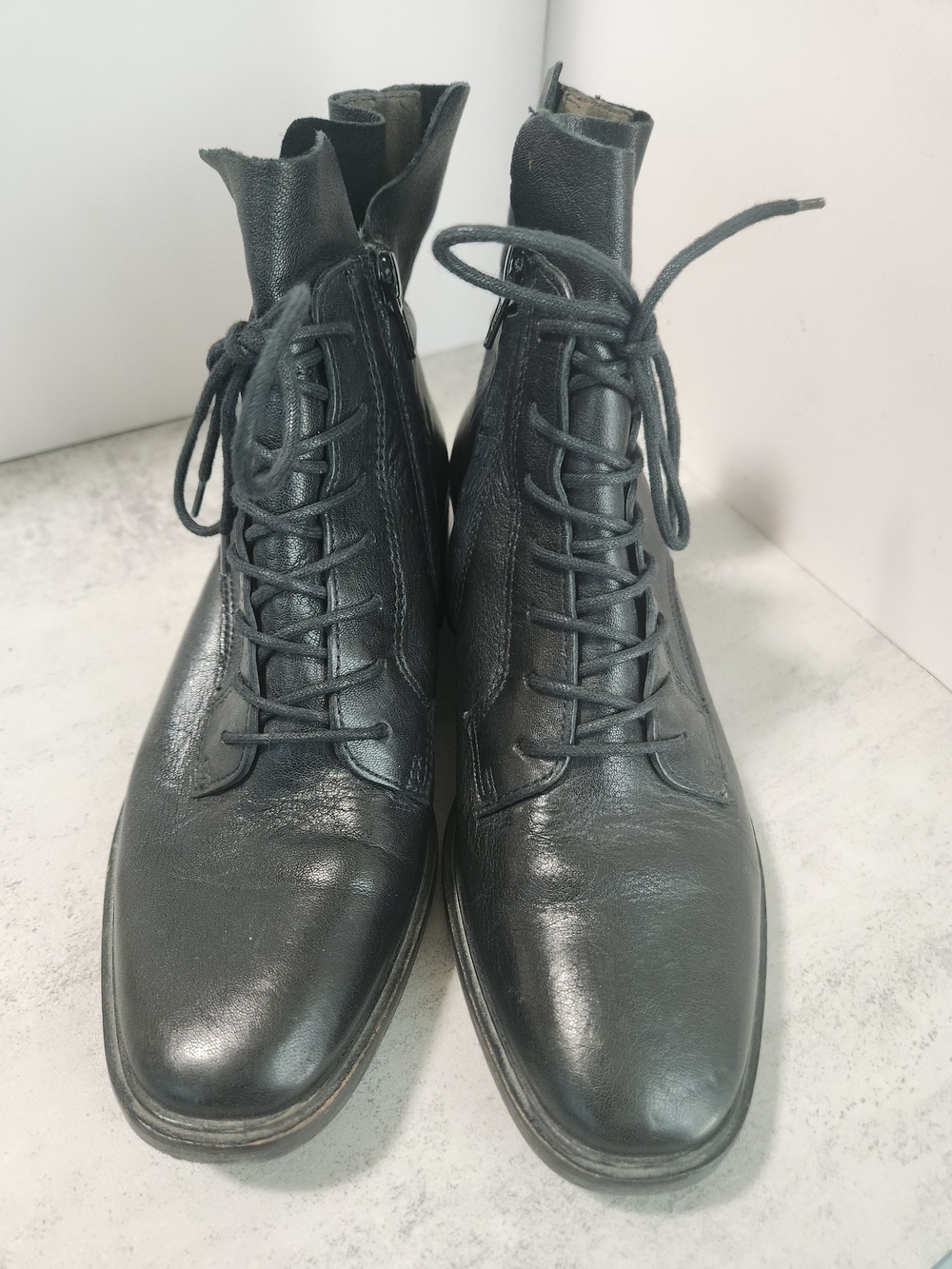 Paul Greene Bernadette Black Leather Lace-Up Ankle Boots Women Size 3/5.5